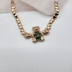 Gold and Green Teddy Bear Bracelet